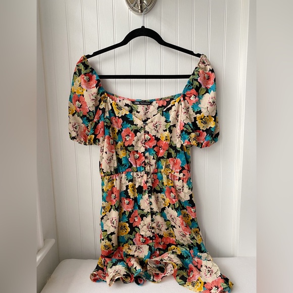 Zara, Medium, Colorful Floral Print Dress - Picture 2 of 2
